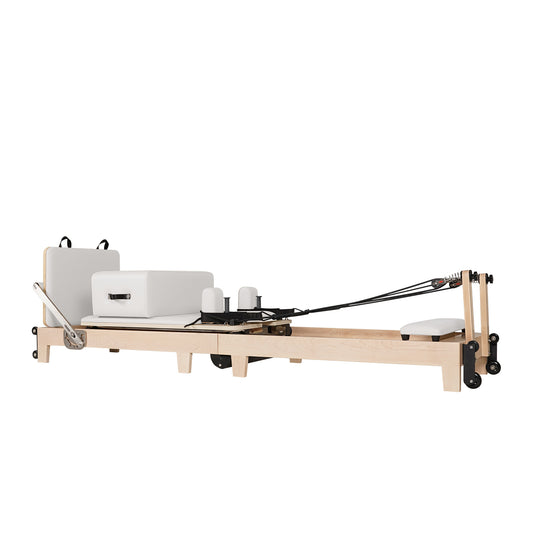 Oak Wood Pilates Reformer Machine, Quick-Assembly Studio Grade Pilates Equipment for Gym and Home